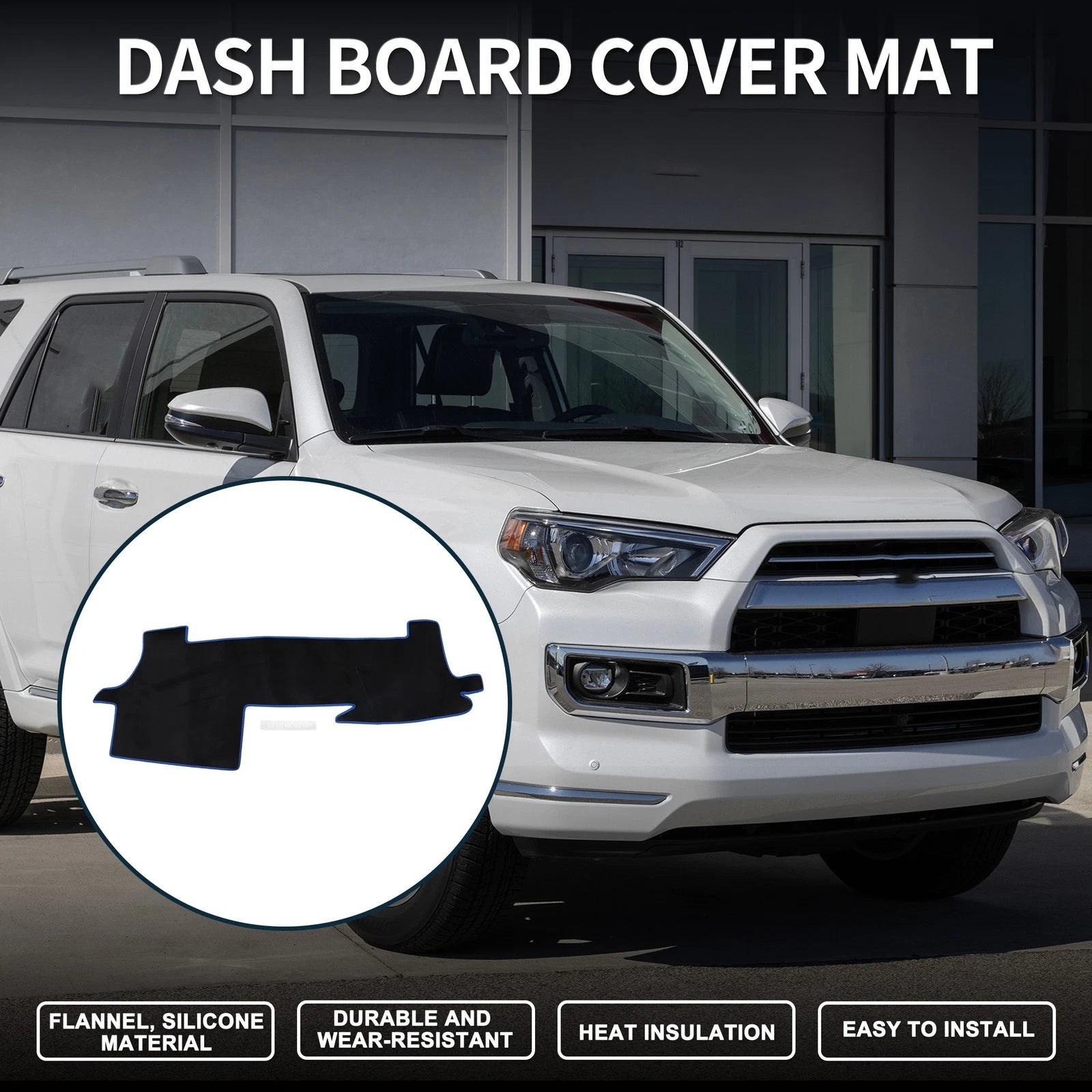 Dash Cover Mat Sun Protector for Toyota Mark X (2005–2013) Black Blue