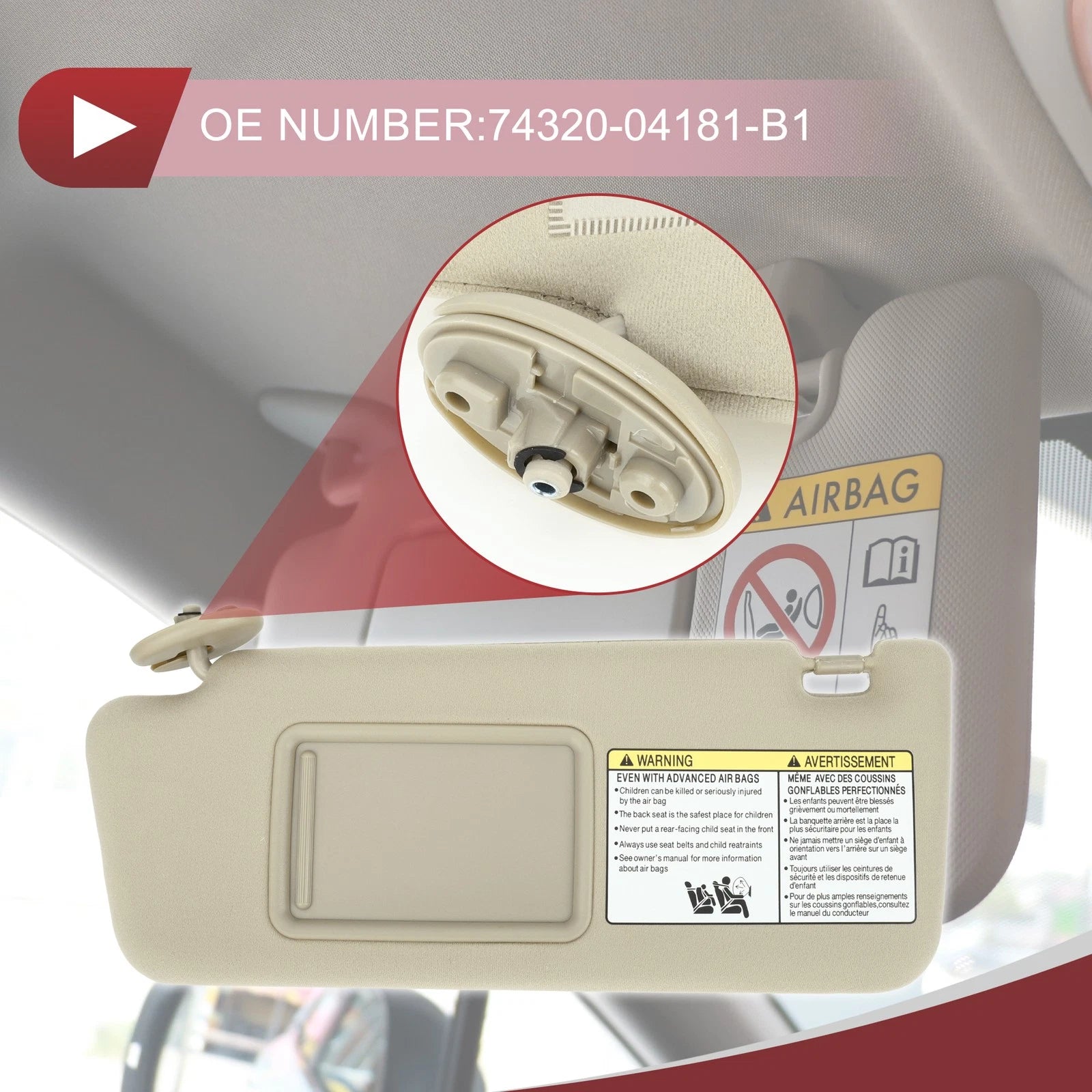 Car Sun Visor Replacement for Toyota Tacoma 2005–2011 Left Driver Side