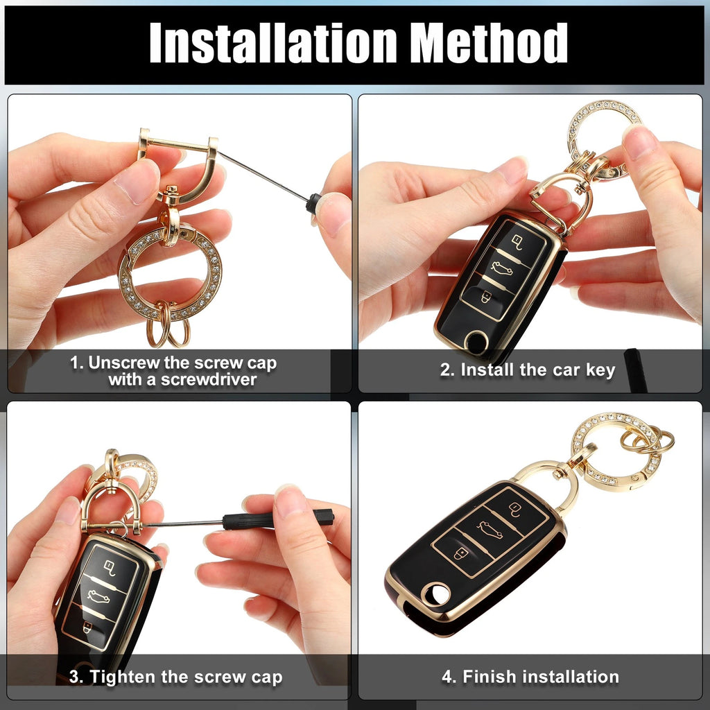 3 Button Remote Key Fob Case Replacement for Volkswagen Jetta Eos (2005–2018)