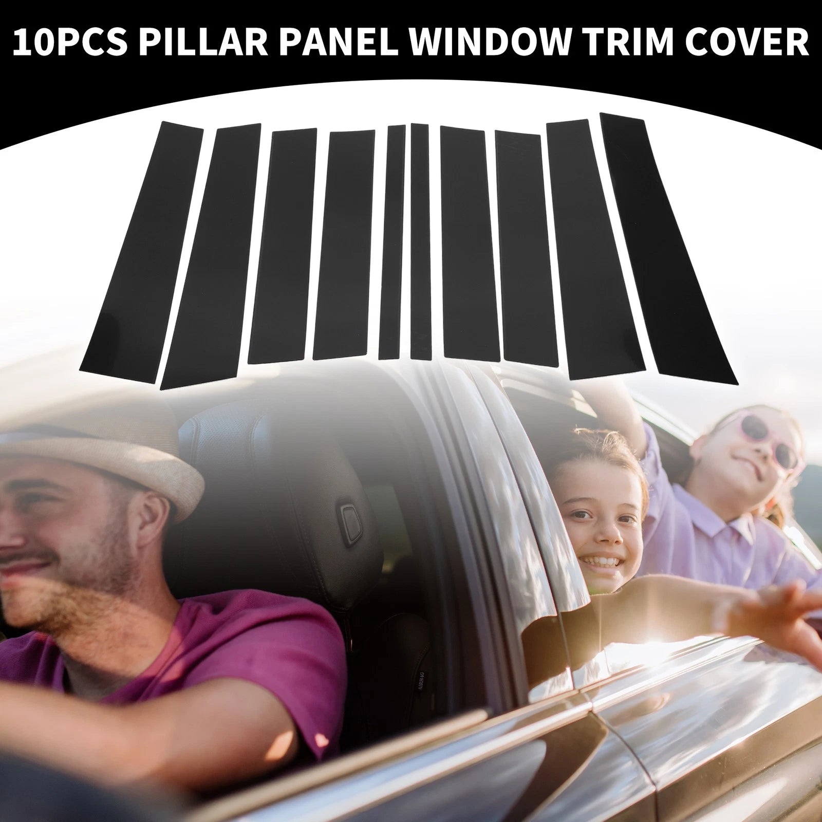 Car Pillar Window Trim Covers 10 Pcs Replacement for Mercedes GL-Class (2008–2012)