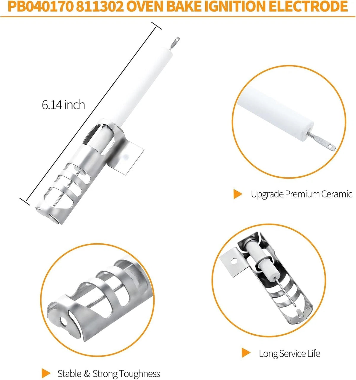 Ignition Electrode for Gas Stove Thermopile Fireplace Water Heater (1 Pack)