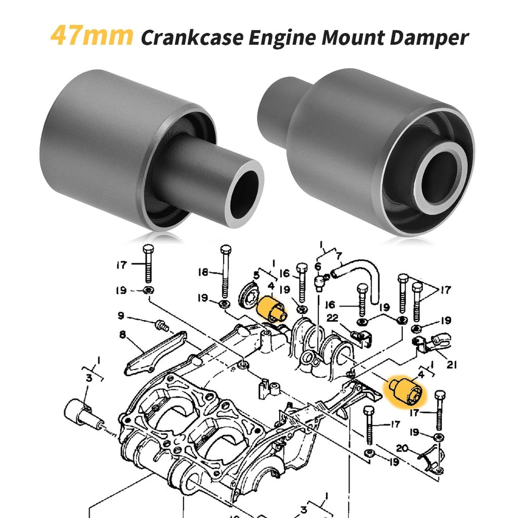 2 Rear Engine Crankcase Bushing Damper Mount for Yamaha Banshee 350 (1987–2006)