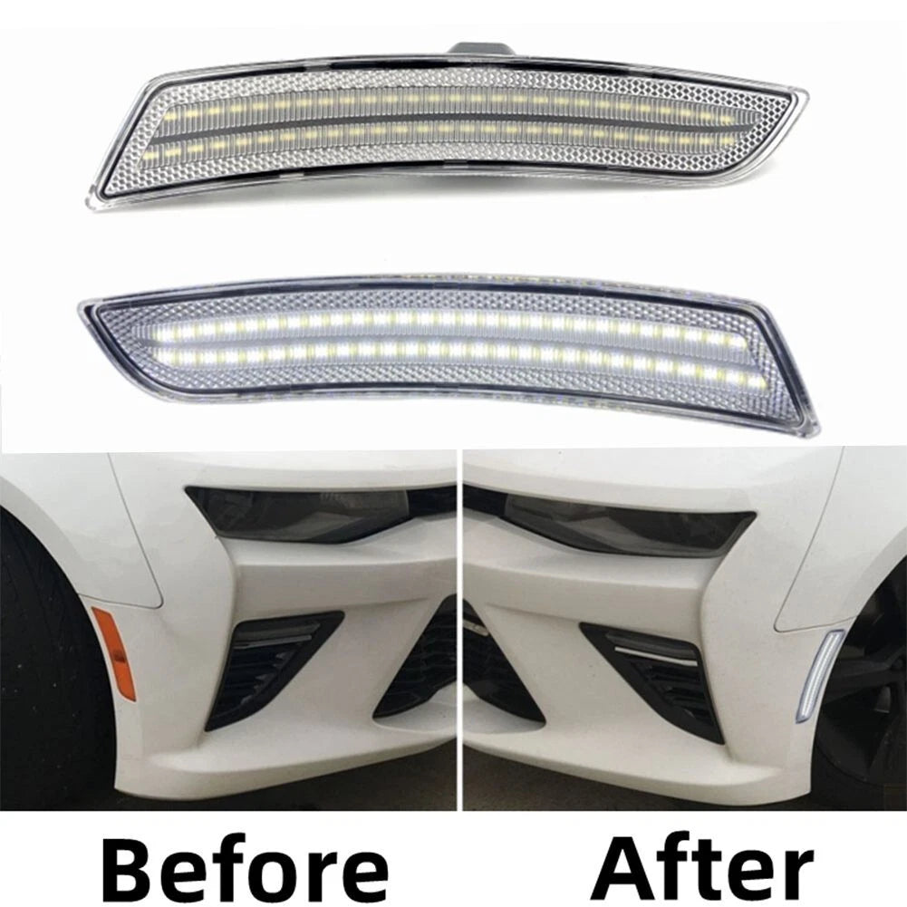 2X White LED Front Side Marker Lights for Cadillac CTS ATS (2013–2019)