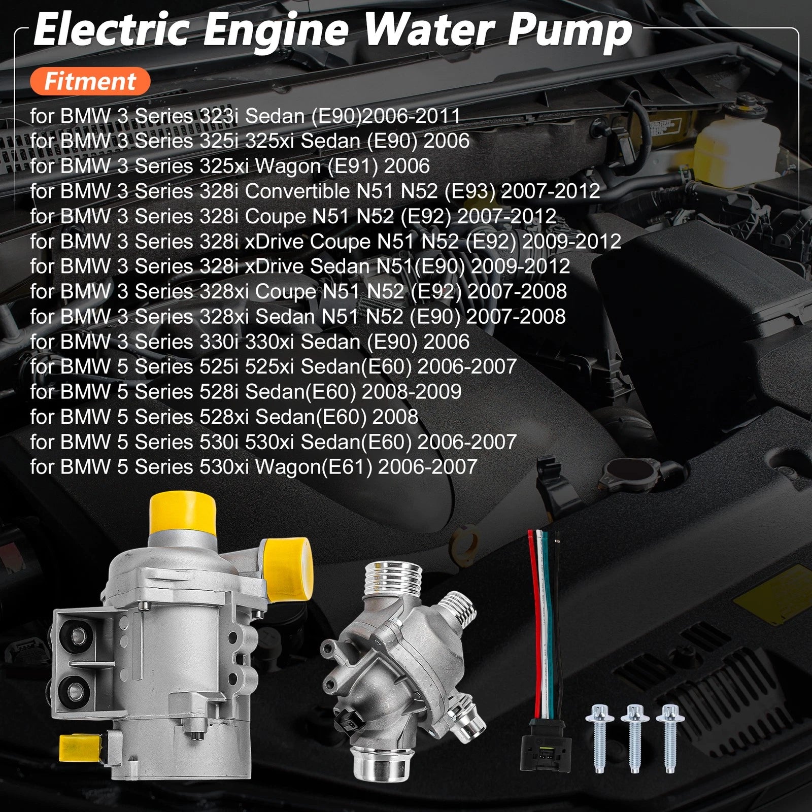 Electric Engine Water Pump Replacement for BMW 3 Series 323i Sedan (2007–2013)