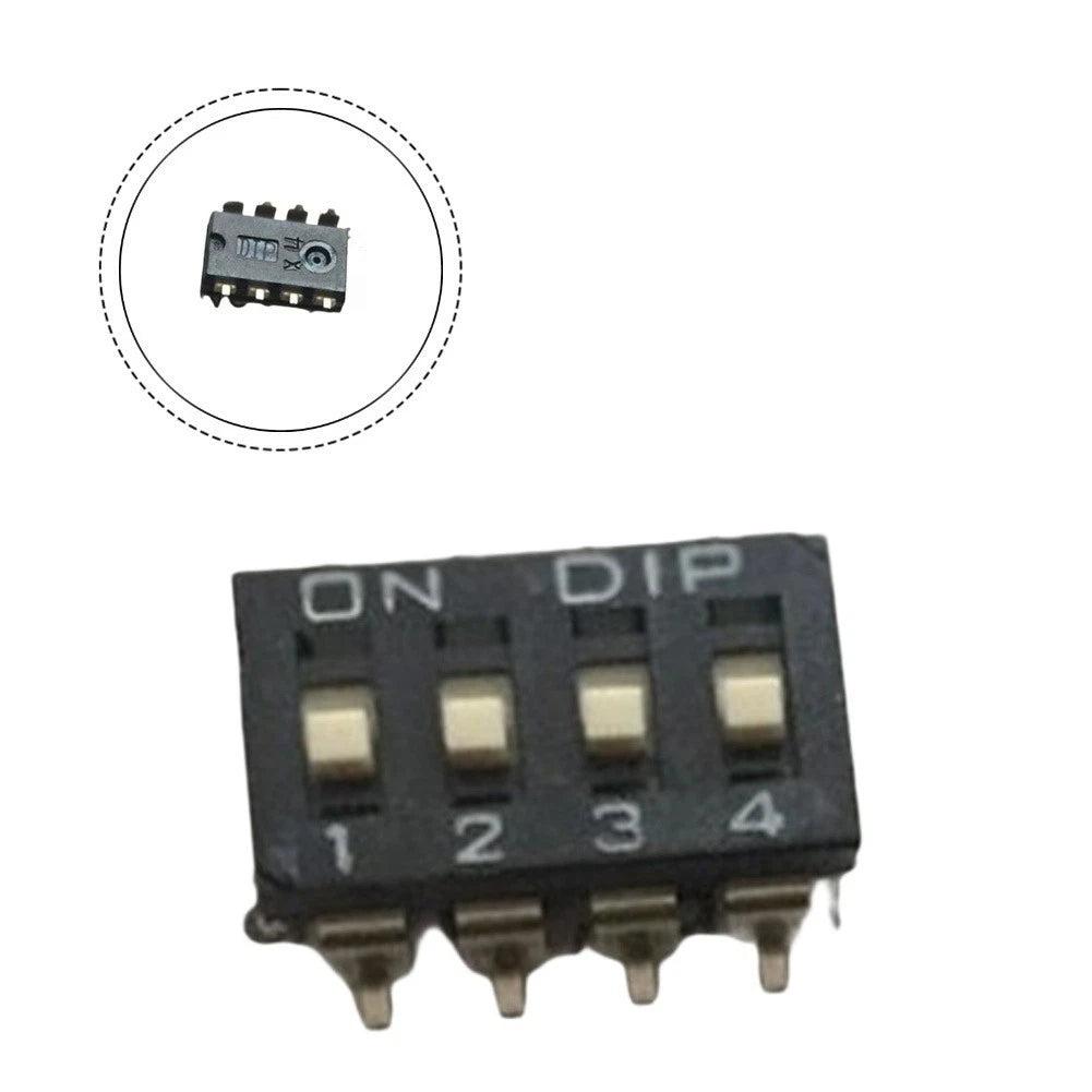 4 Position DIP Switch DM-04-V-T/R 2.54mm Pitch Piano Key Style ABS Black