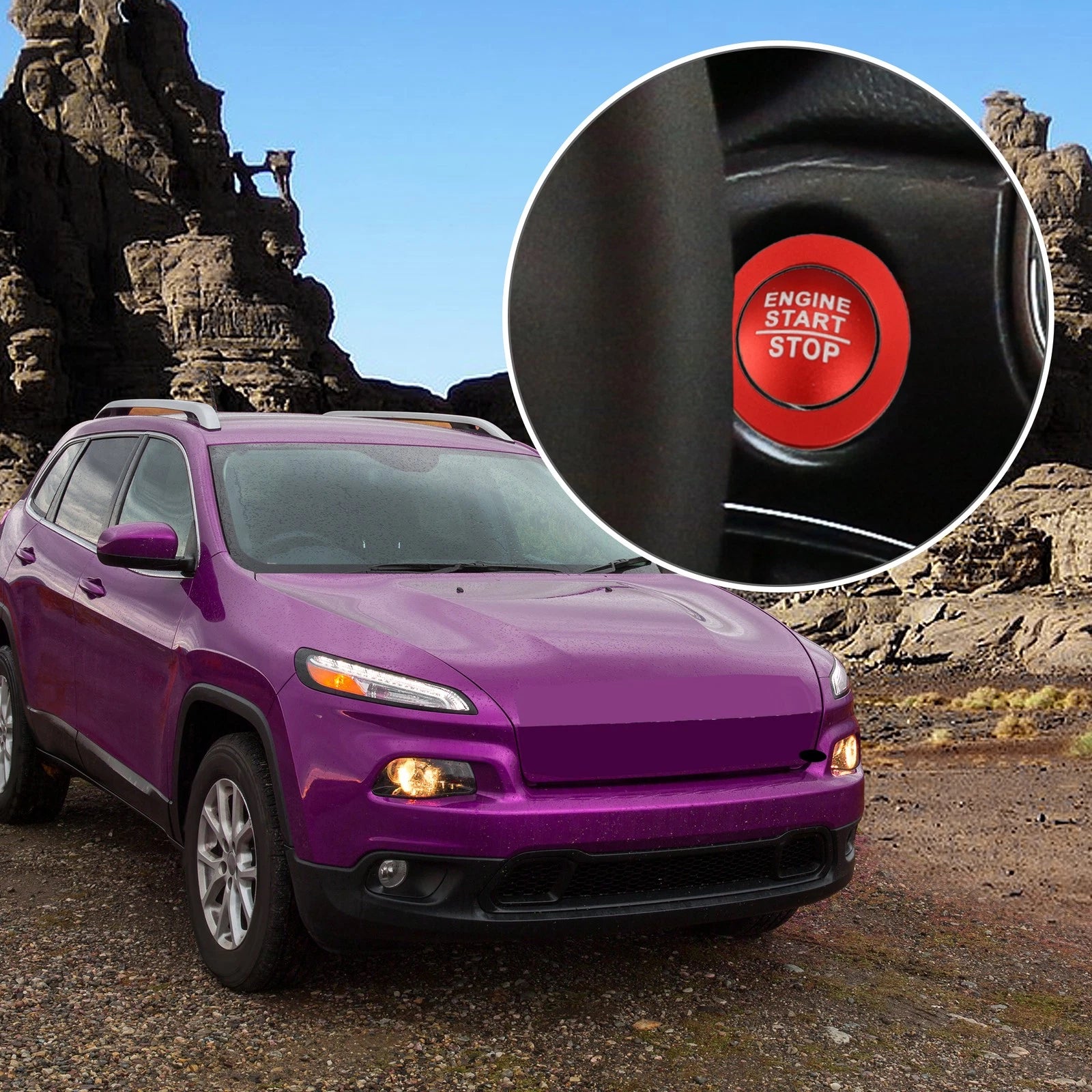 Engine Start Stop Button Cover Trim Kit for Jeep Cherokee (2014–2022)