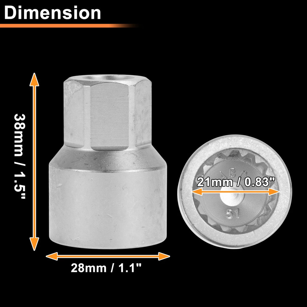 Wheel Lock Lug Nut for VW Touareg (2004–2017) - ABC51/15Pt Key Socket Tool