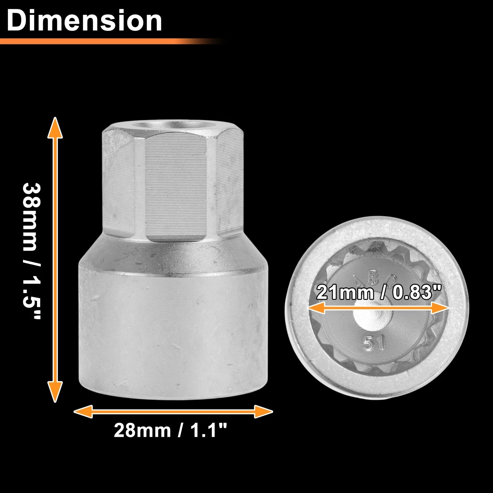 Wheel Lock Lug Nut for VW Touareg (2004–2017) - ABC51/15Pt Key Socket Tool