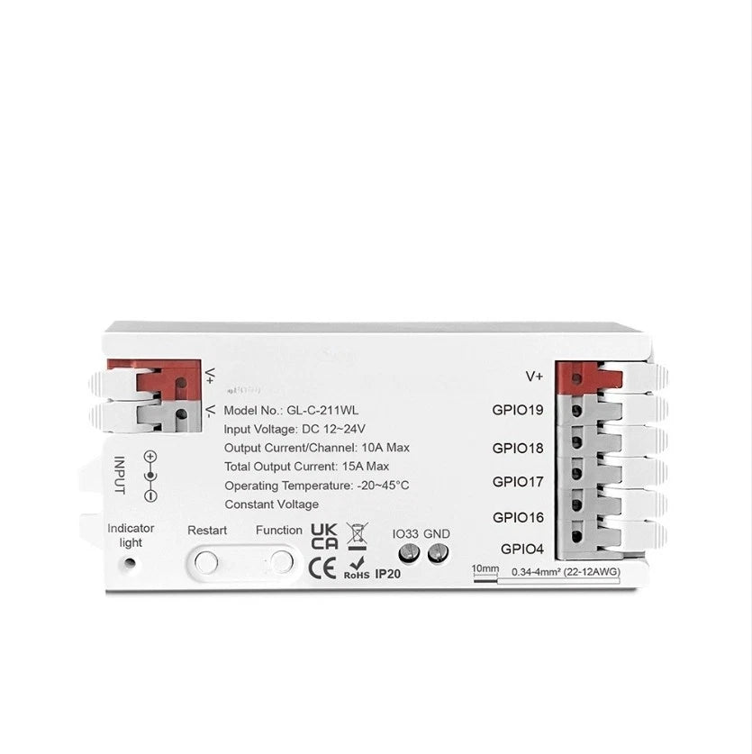 WiFi LED Strip Dimmer Controller for RGBW CCT DC12 24V 15A