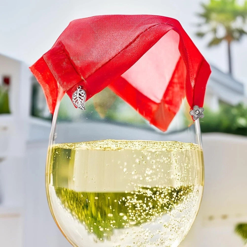 Set of 4 Reusable Polyester Wine Cup Lids 10x10cm Dustproof