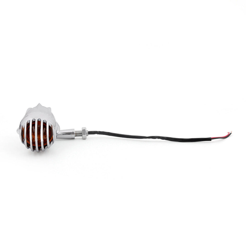 2X Turn Signal Indicator Lights for Motorcycle (Chrome, Amber, T9)