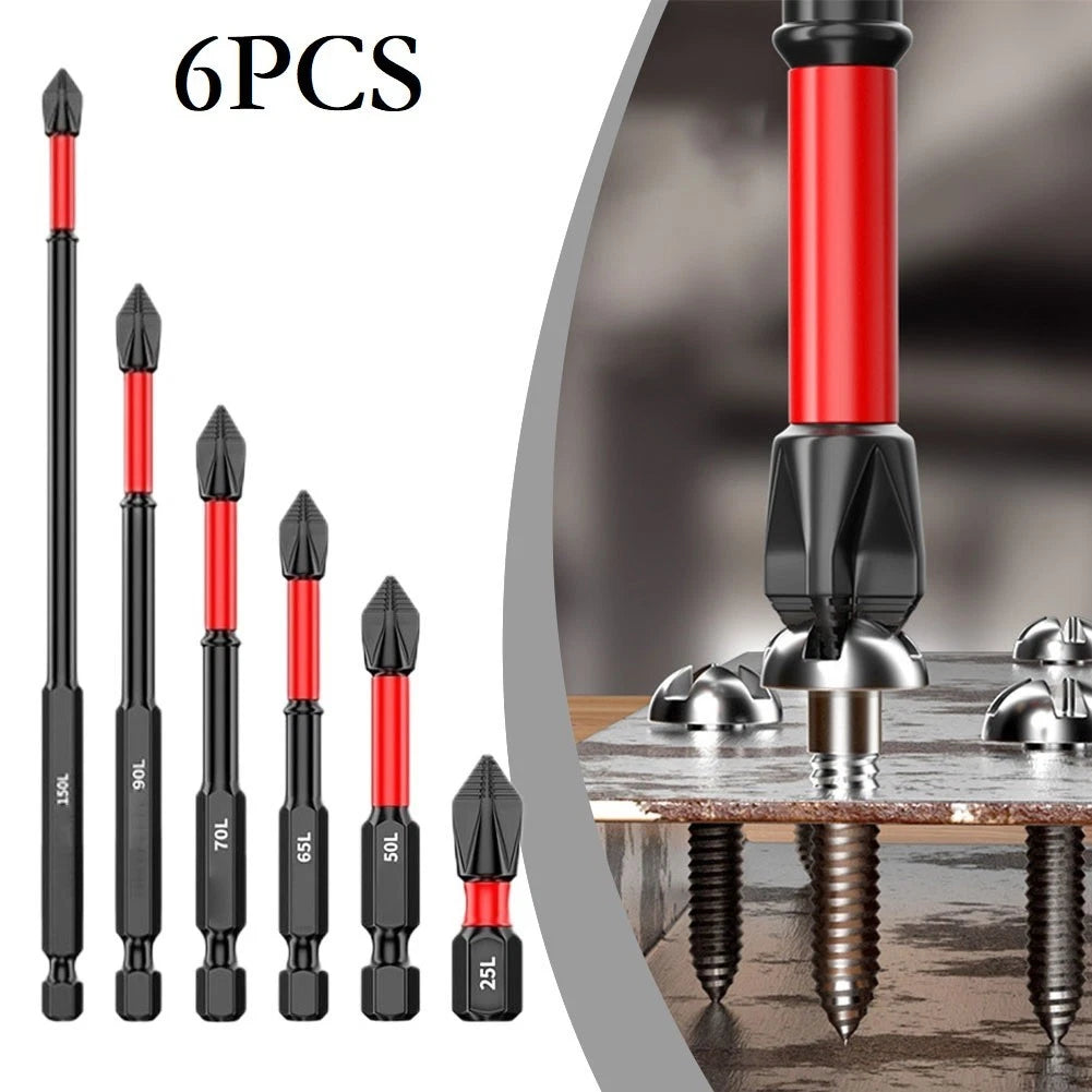 6pc PH2 Magnetic Screwdriver Drill Bit Set for Automotive Use