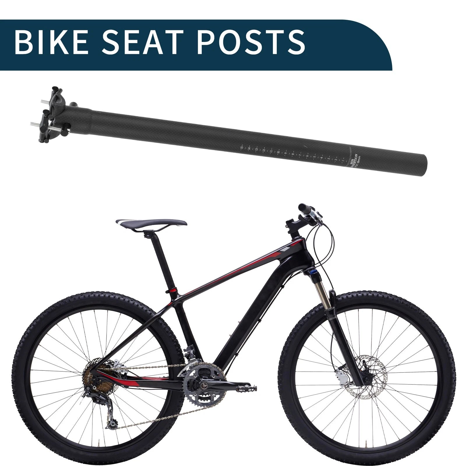 Seat Post Clamp Adapter 31.8x600mm Replacement for Bike Bicycle Saddle