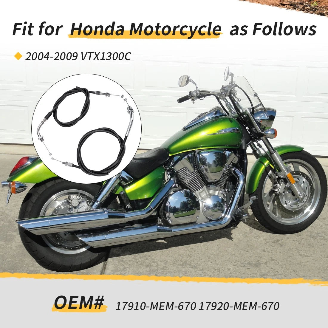 2X Throttle Cable Push Pull for Honda VTX1300C (2004–2009)