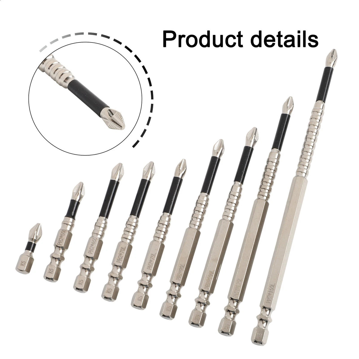 9pc Magnetic Screwdriver Bits PH2 for Precision Tasks (Alloy Steel)