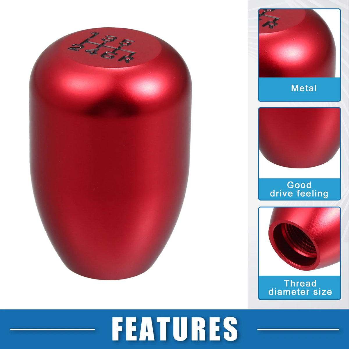 6 Speed Gear Shift Knob Stick Shifter Handle for Universal Fit Car Red