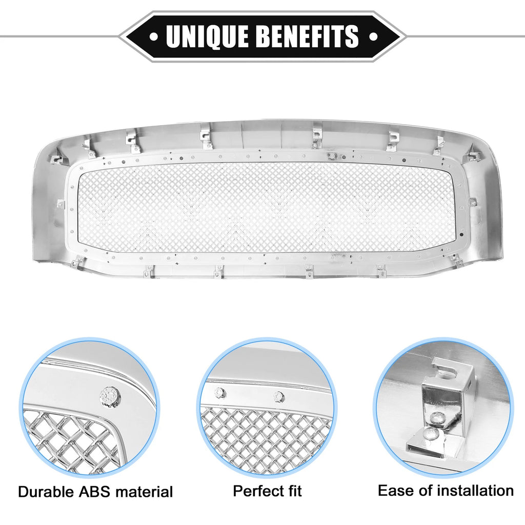 Front Grille Assembly Replacement with Rivet for Dodge Ram 3500 (2010–2018)