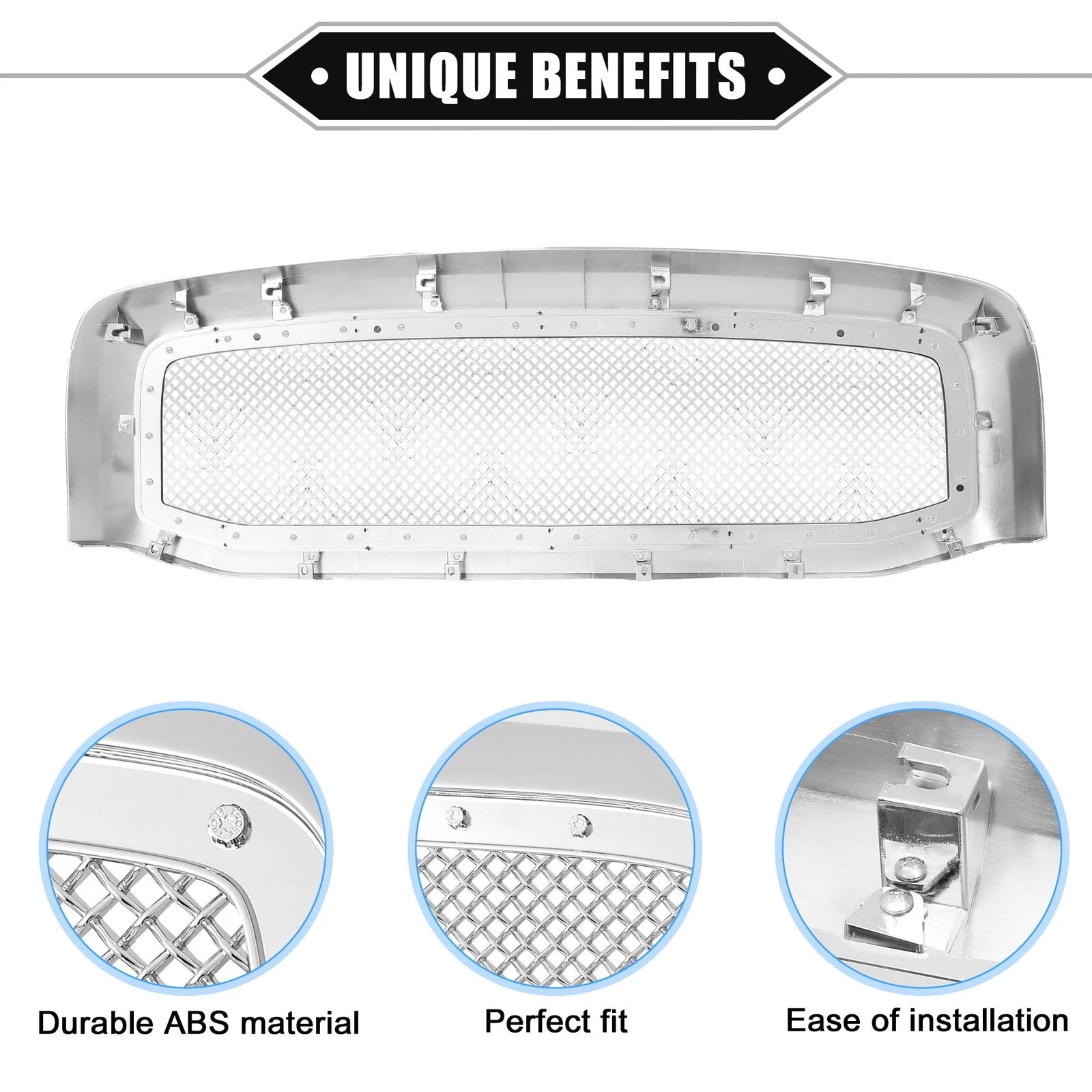 Front Grille Assembly Replacement with Rivet for Dodge Ram 3500 (2010–2018)