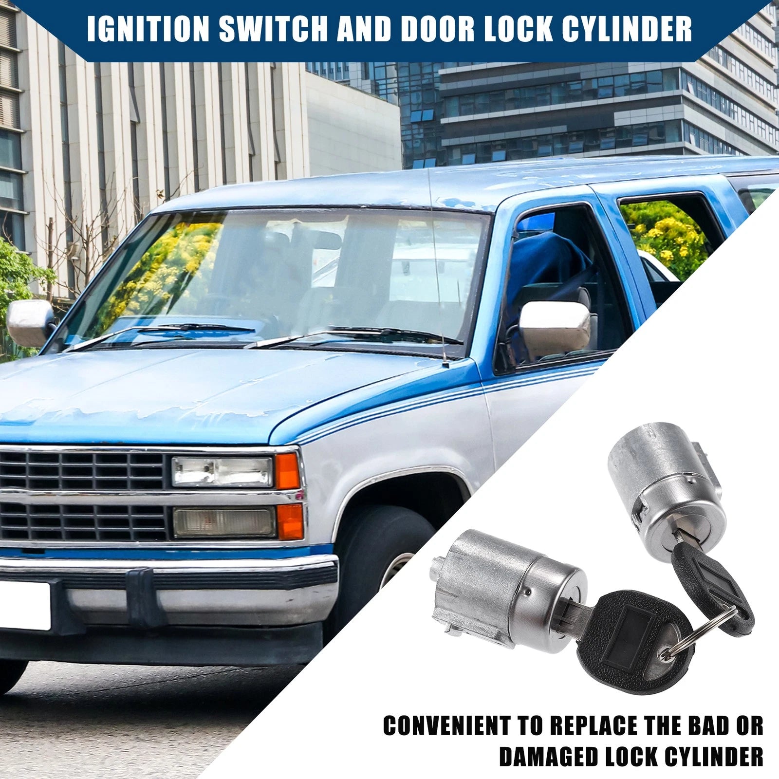 Ignition Switch Lock Cylinder Front Door Lock with Key for Chevrolet GMC Yukon (2007–2014)