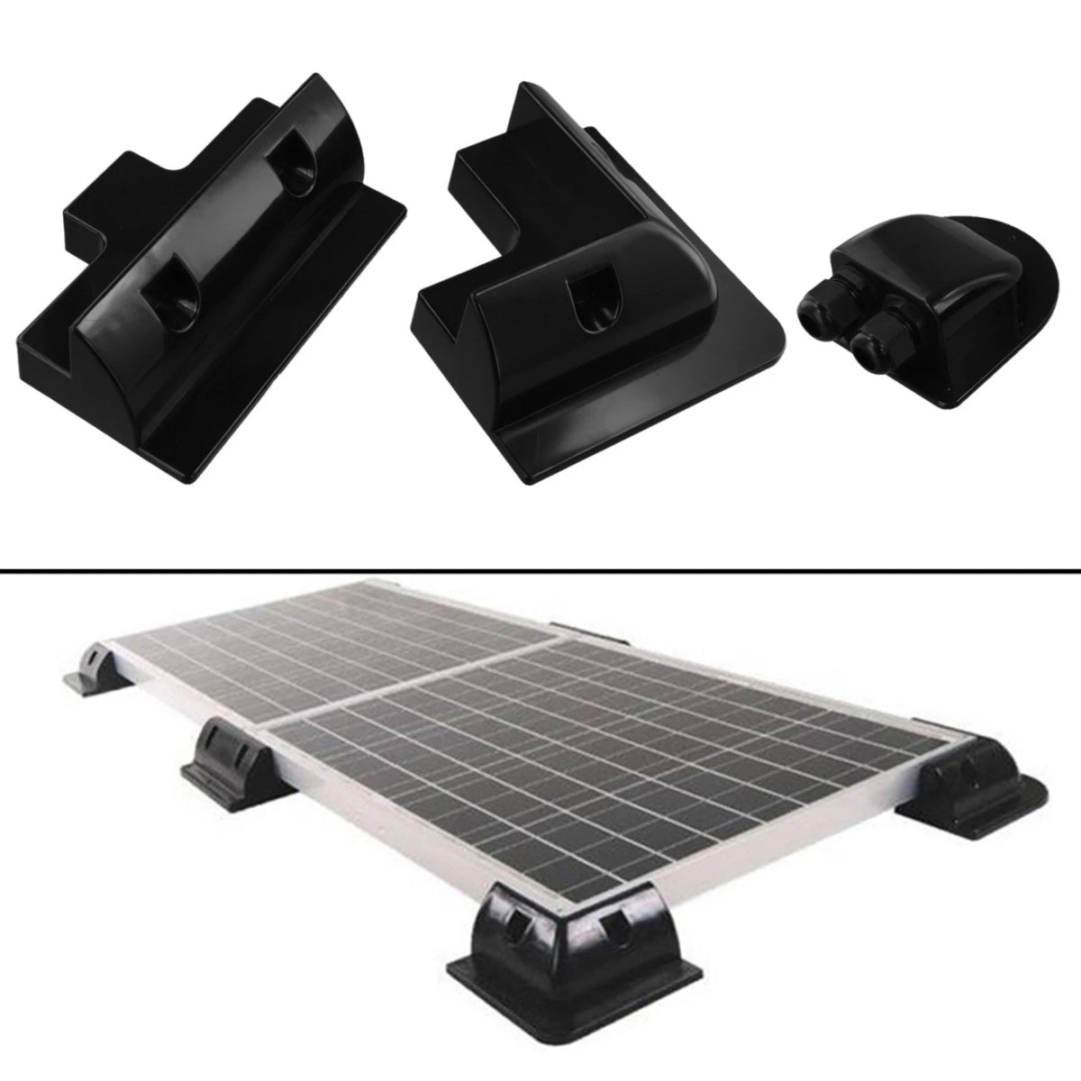 Set of 7 Black ABS Solar Panel Mounting Brackets for Caravan