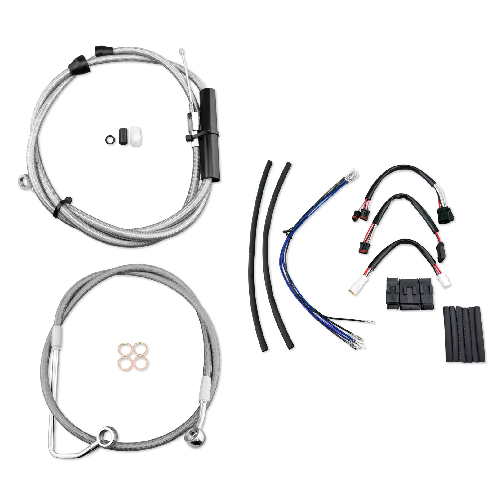 12" Chrome Brake Line Kit for Harley Softail (2016–2017) ABS