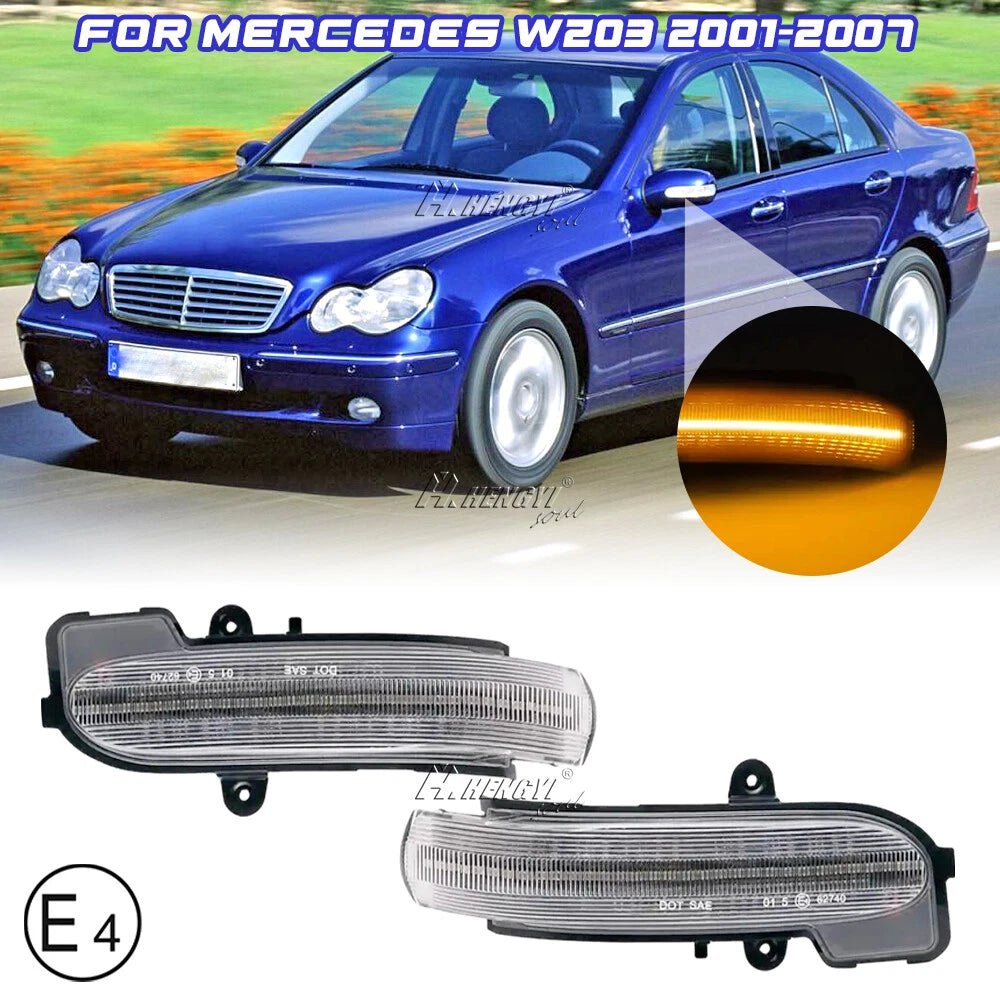 Sequential LED Side Mirror Turn Signal Light for Mercedes W203 C-Class (2000–2007)