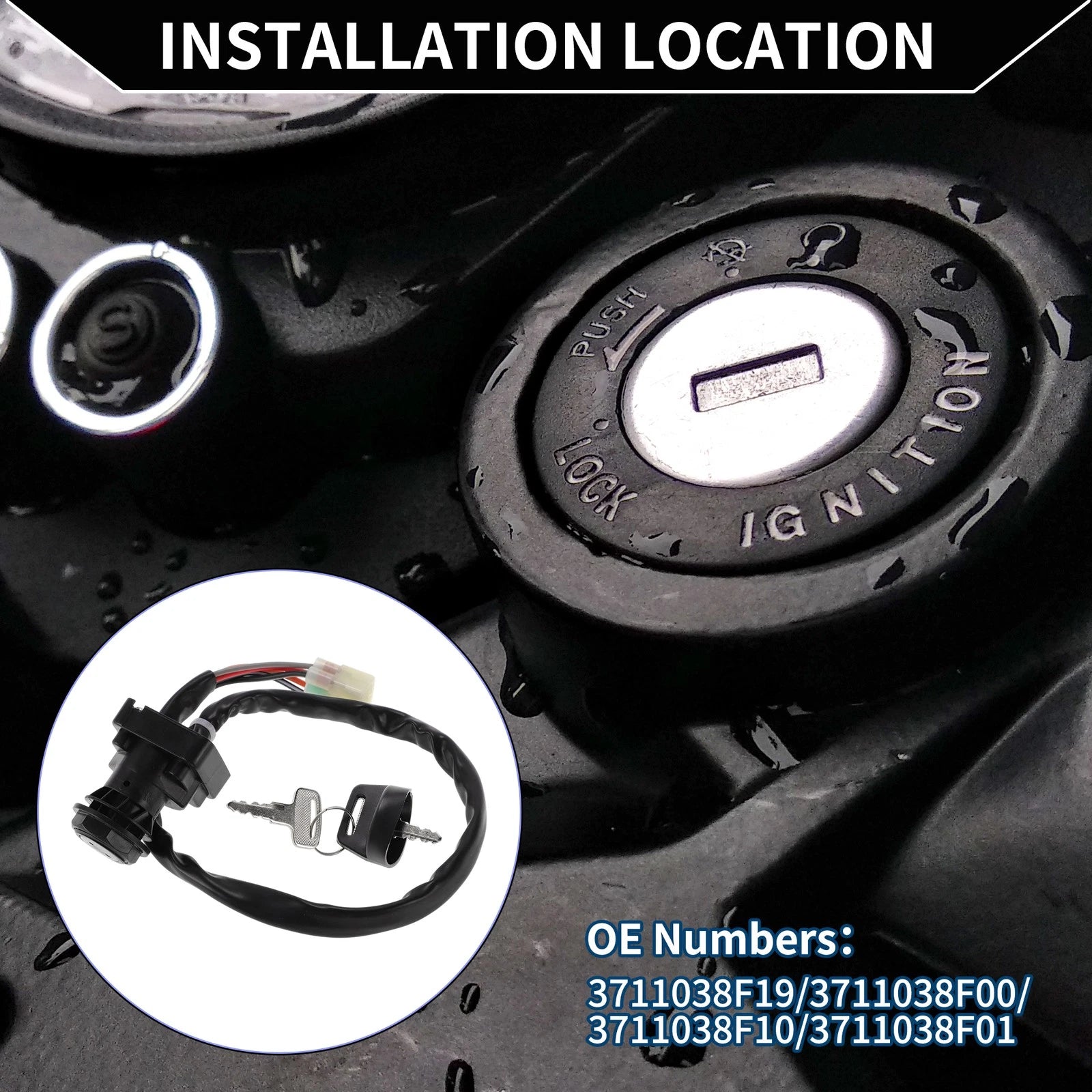 Ignition Key Switch No. 3711038F19 for Suzuki LT-A400 Eiger (2002–2007)