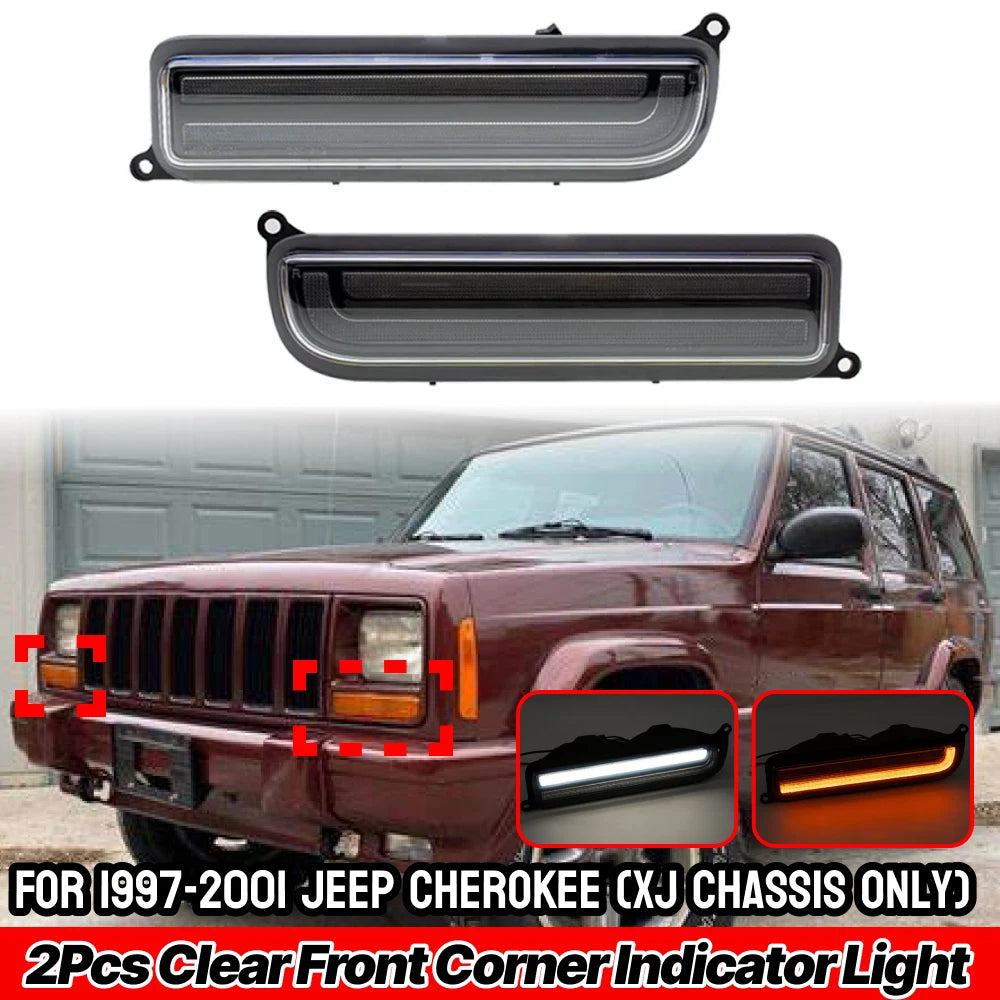 Clear LED Front Corner Turn Signal Parking Light for Jeep Cherokee XJ (1997–2001)