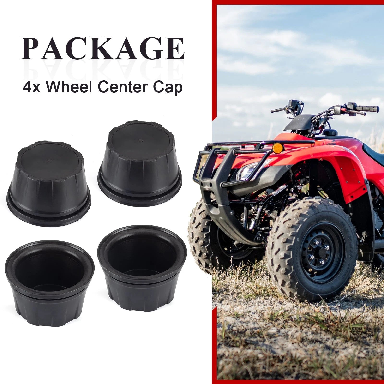 Set of 4 Front Rear Wheel Center Caps for Honda FourTrax Foreman 400 (1995–2003)