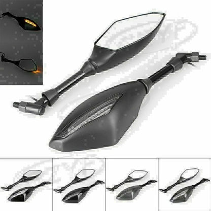 Pair LED Turn Signals Brake Light Handle Bar Rearview Mirrors Universal