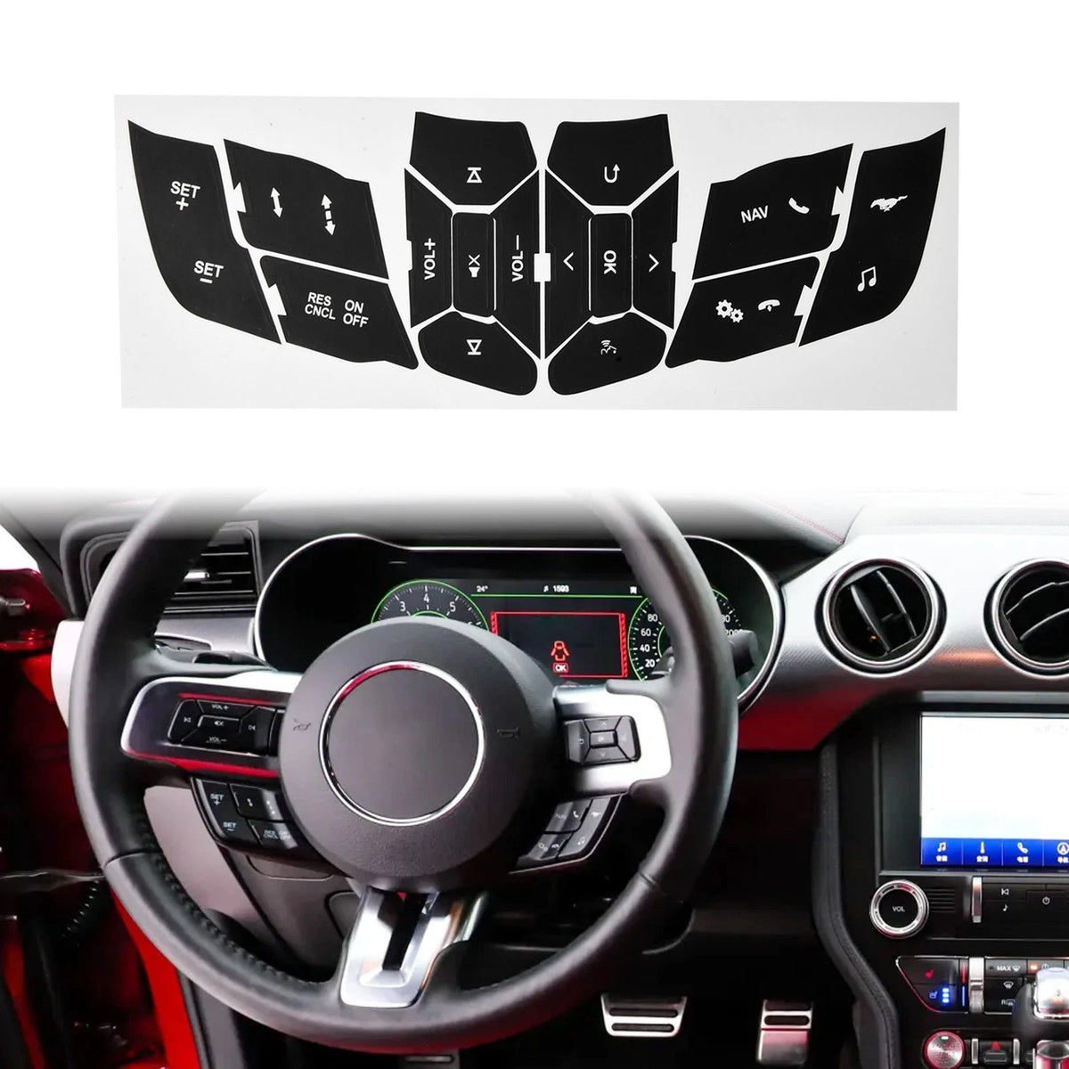Button Repair Sticker Set for Ford Mustang (2019–2022)