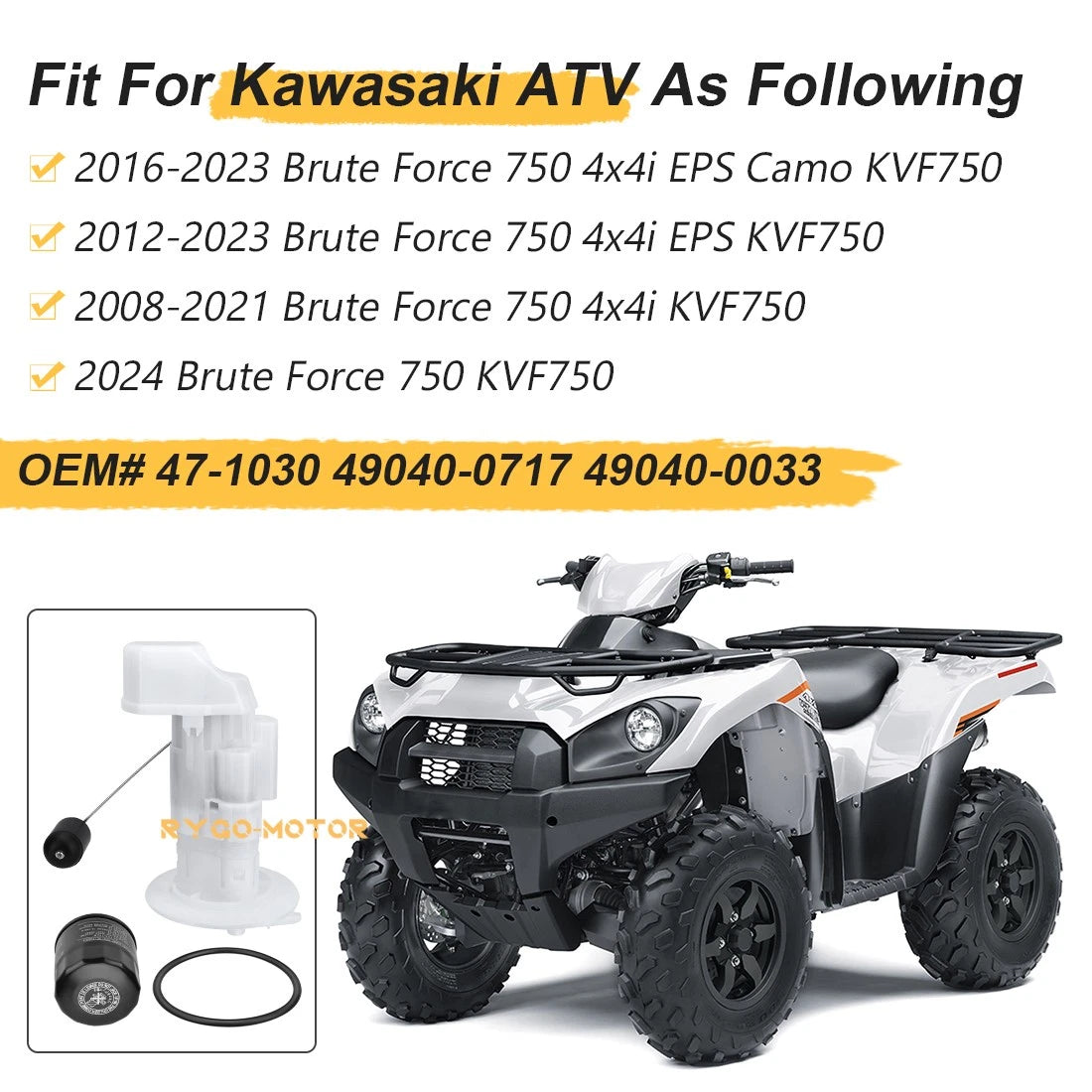 Fuel Pump Module Assembly for Kawasaki Brute Force 750 (2008–2023) #49040-0717