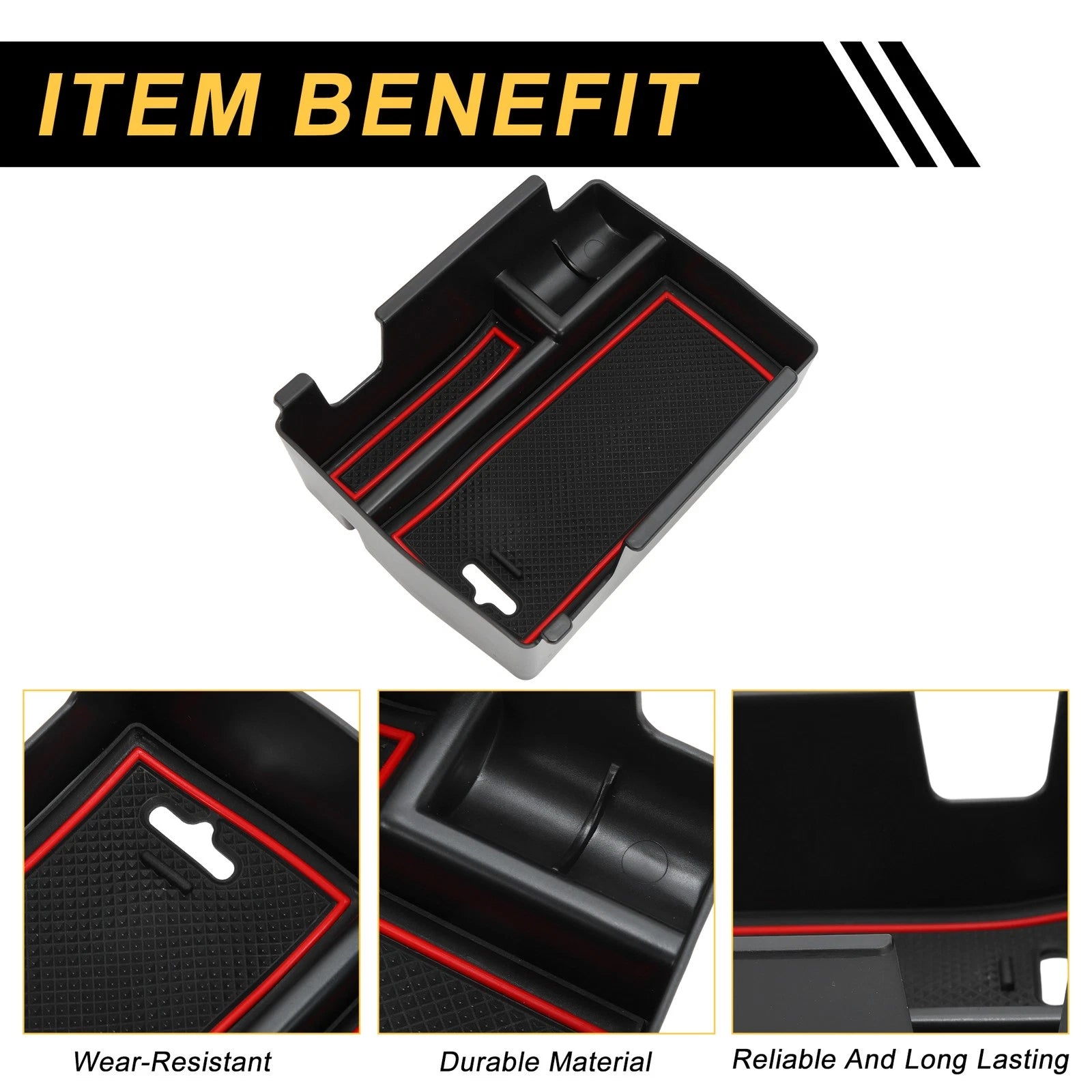 Center Console Armrest Organizer Tray for Jeep Compass (2022–2023) Red