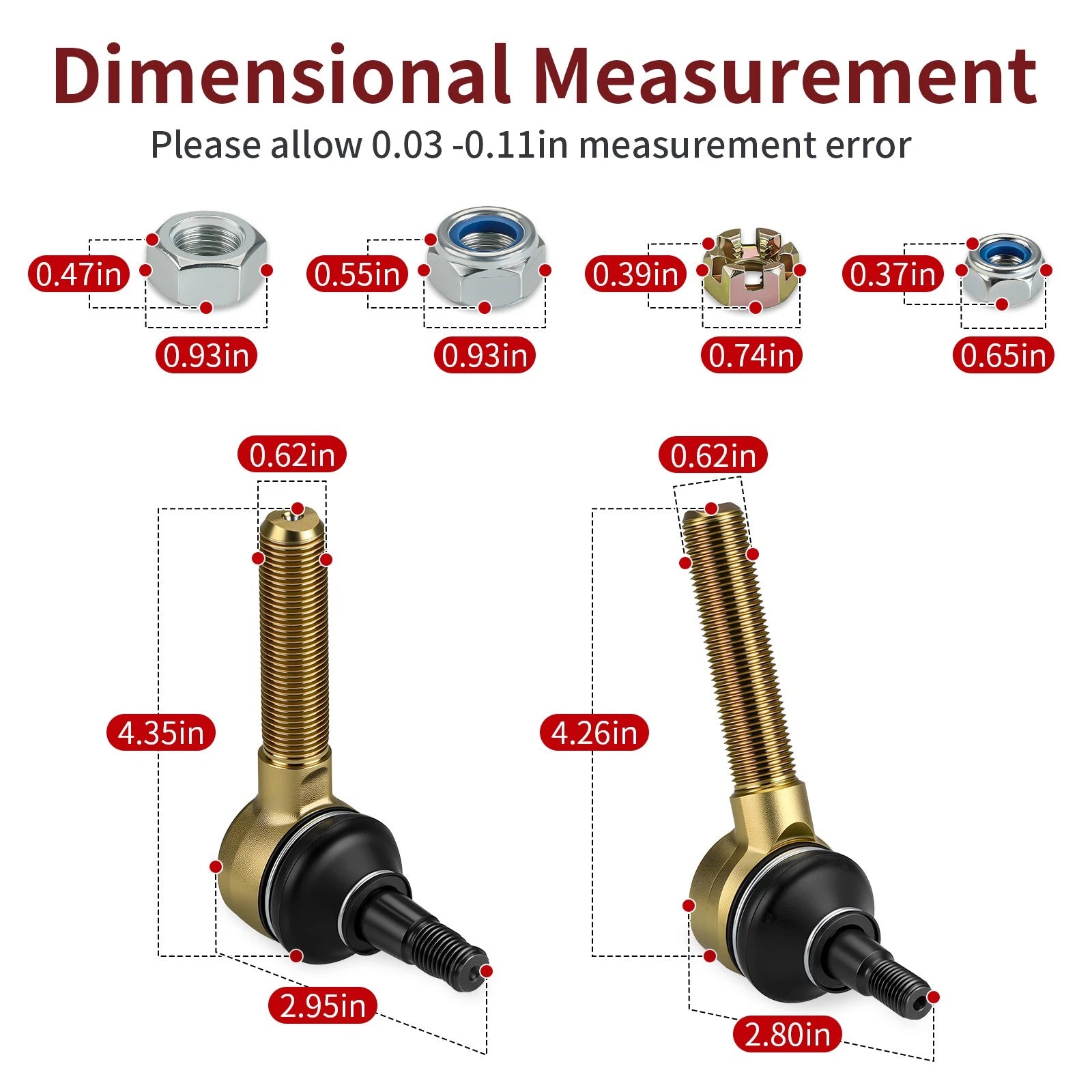 Adjustable A-Arm Ball Joints for Honda TRX450R/TRX450ER (2006–2014)
