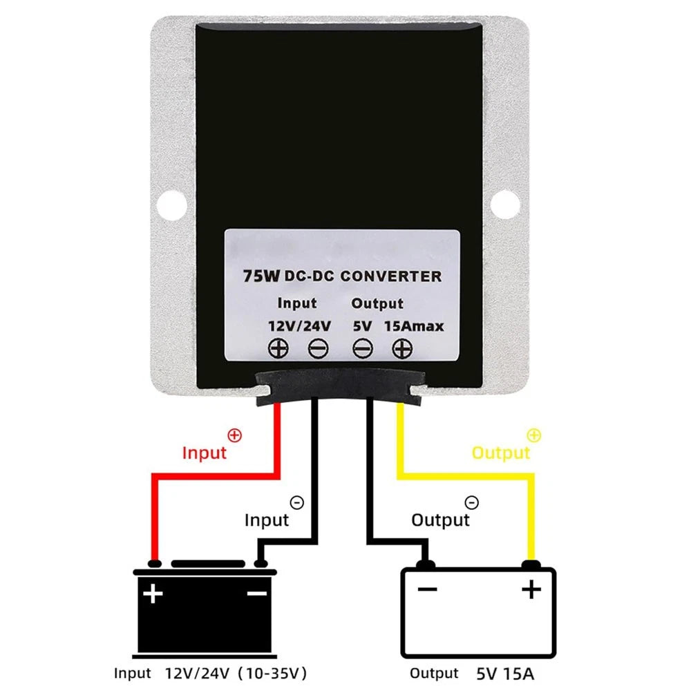 DC 12V/24V to DC 5V 15A Voltage Reducer Converter for Golf Cart