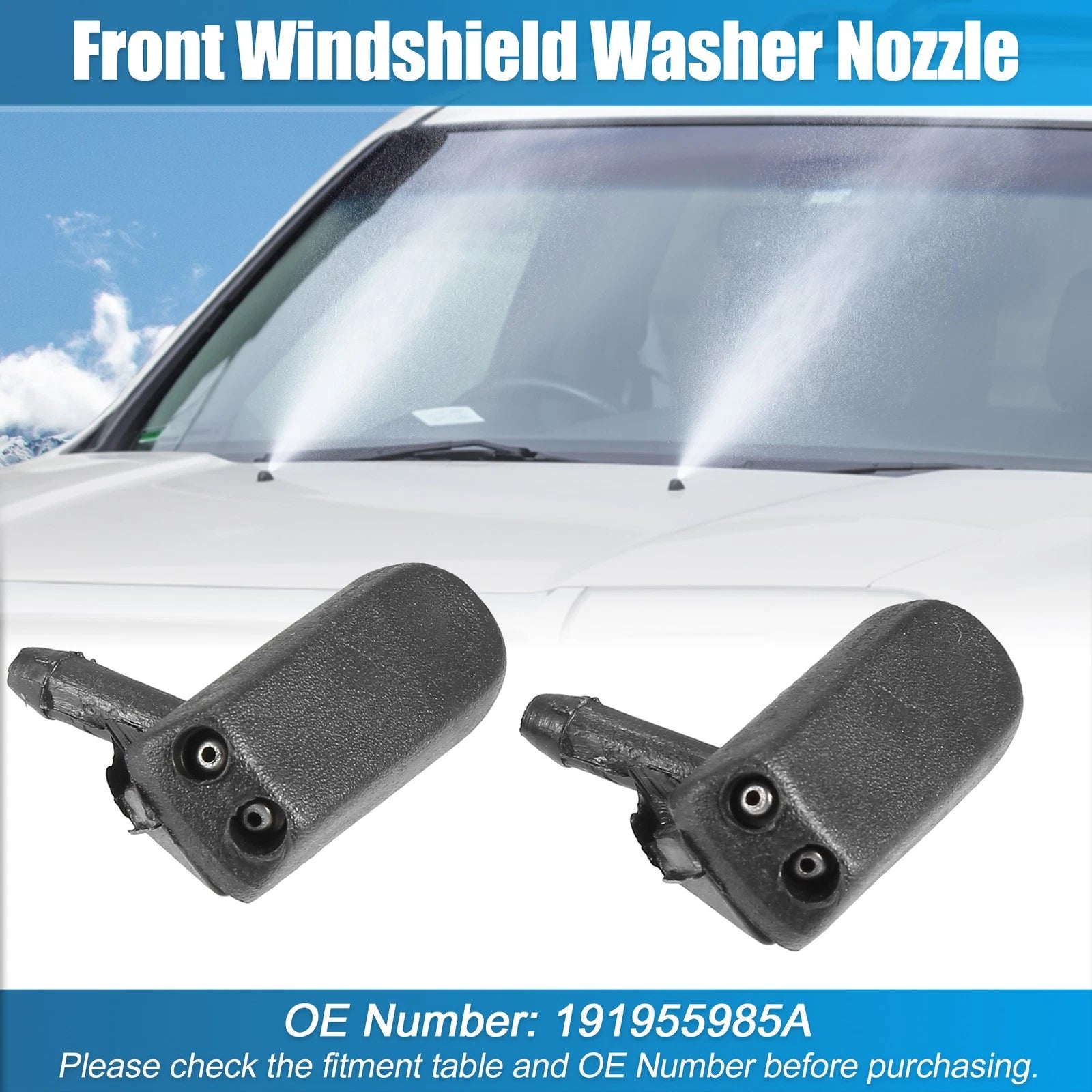 Windshield Washer Nozzle Spray Jet 2PCS for Volkswagen Golf (1999–2006)