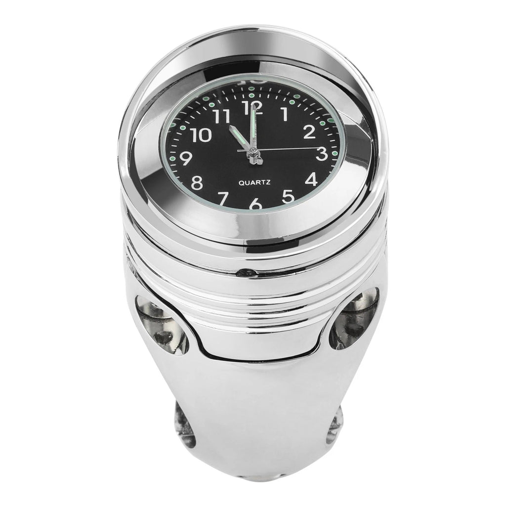 Chrome Handlebar Mount Clock for Harley Custom Motorcycle (1 1/4")