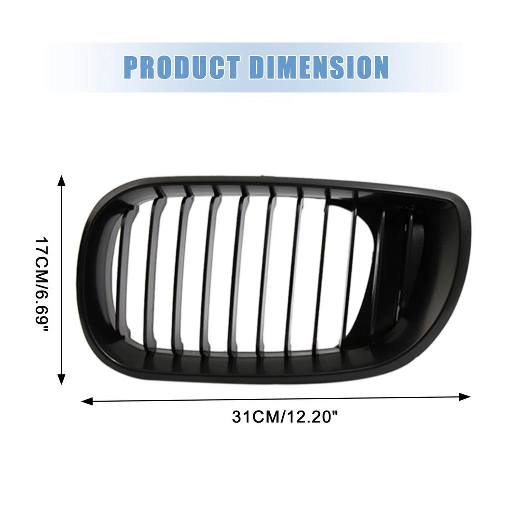 Front Upper Hood Bumper Grille Grill for BMW 335i Pair Matte Black (2007–2013)