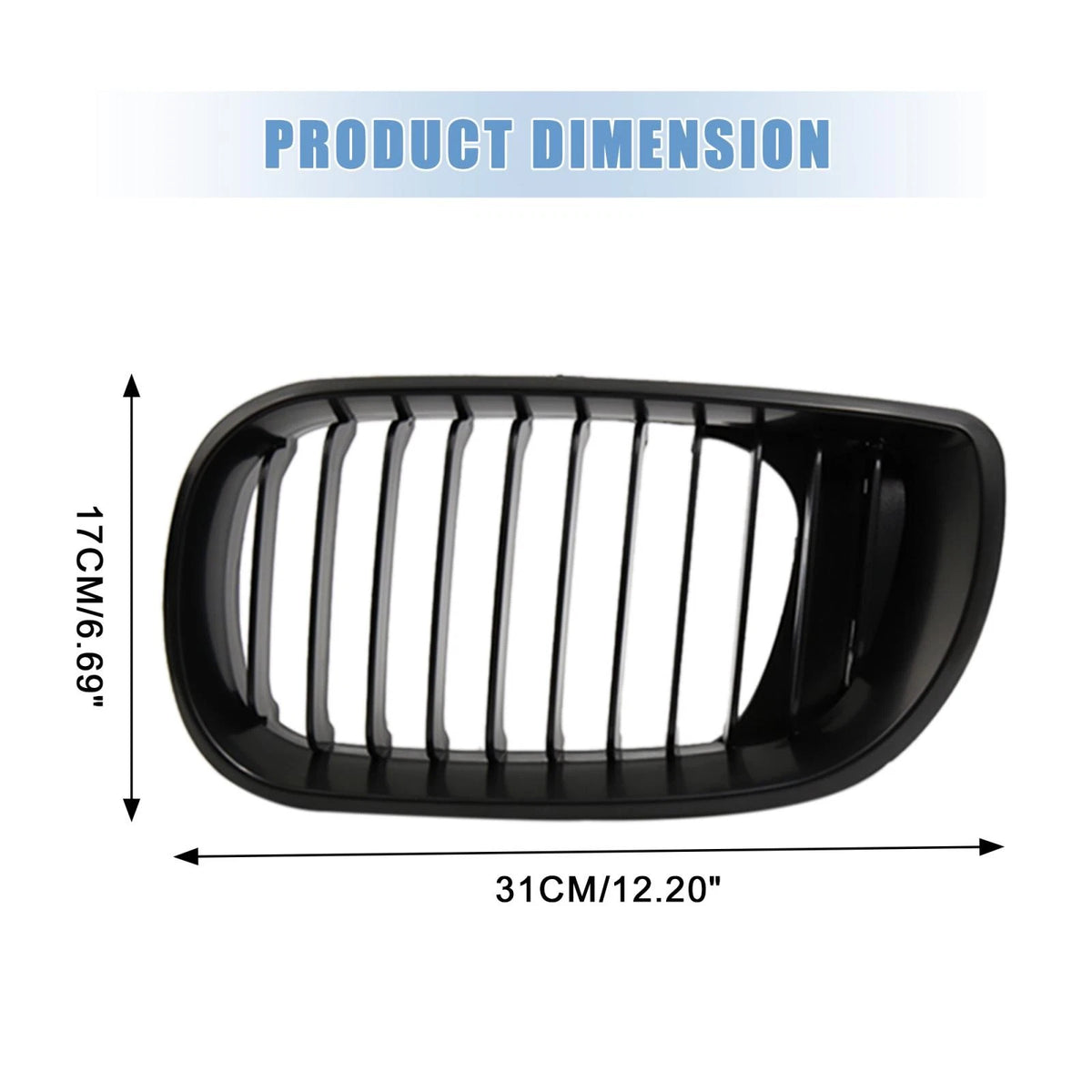 Front Upper Hood Bumper Grille Grill for BMW 335i Pair Matte Black (2007–2013)