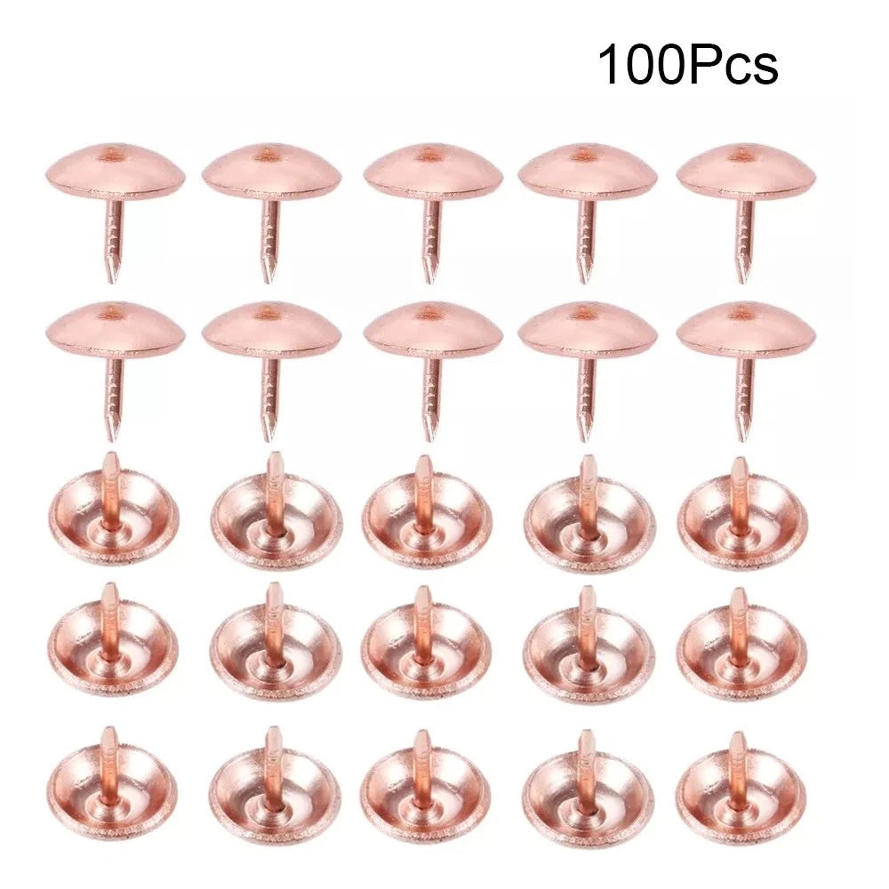 100Pcs Upholstery Nails for Furniture, Jewelry Box, Sofa - Rose Color