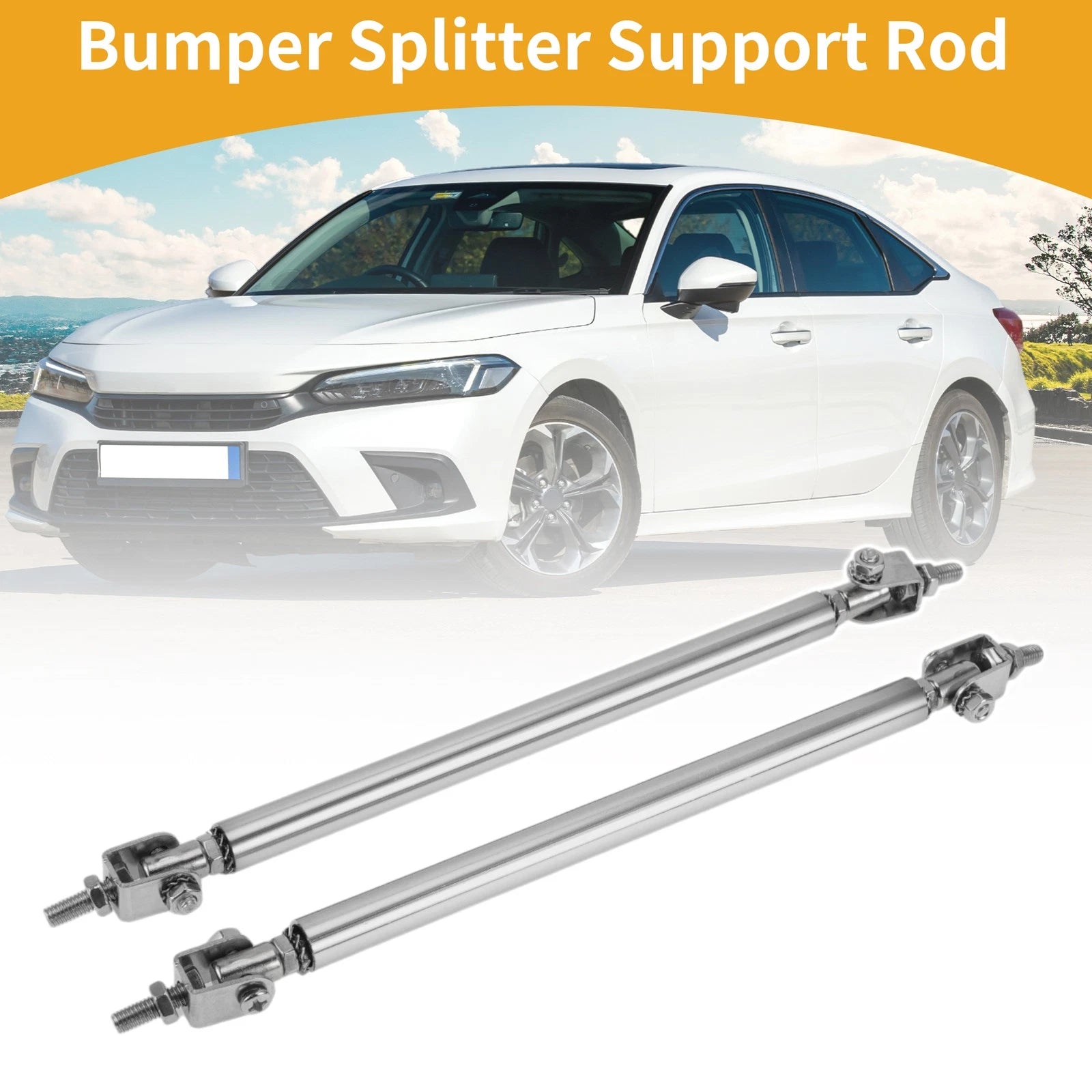 2X Adjustable Front Bumper Lip Splitter Strut Rod Tie for Universal Fit (2010–2023)