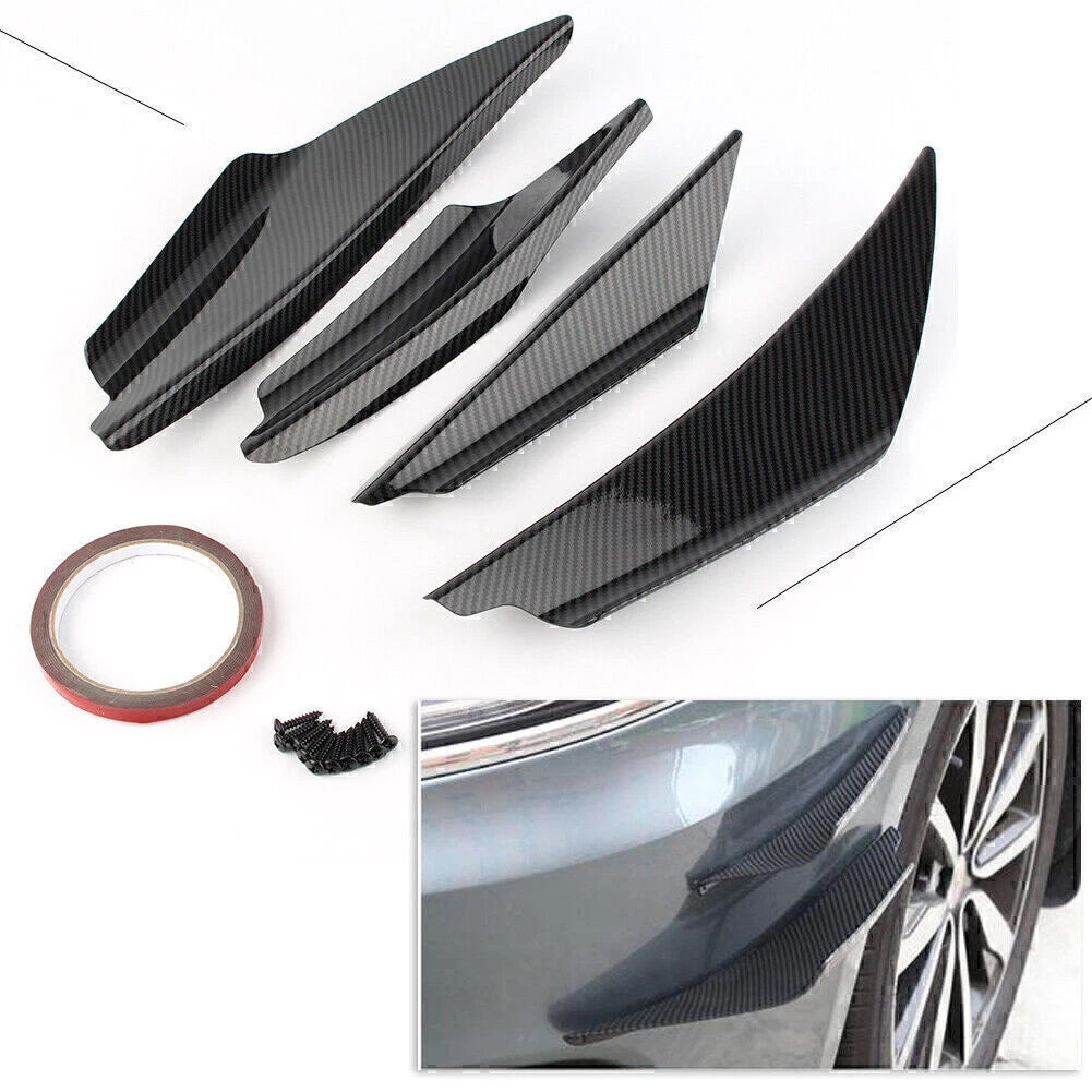 Carbon Fiber Style Front Bumper Fins Spoiler Canards Universal