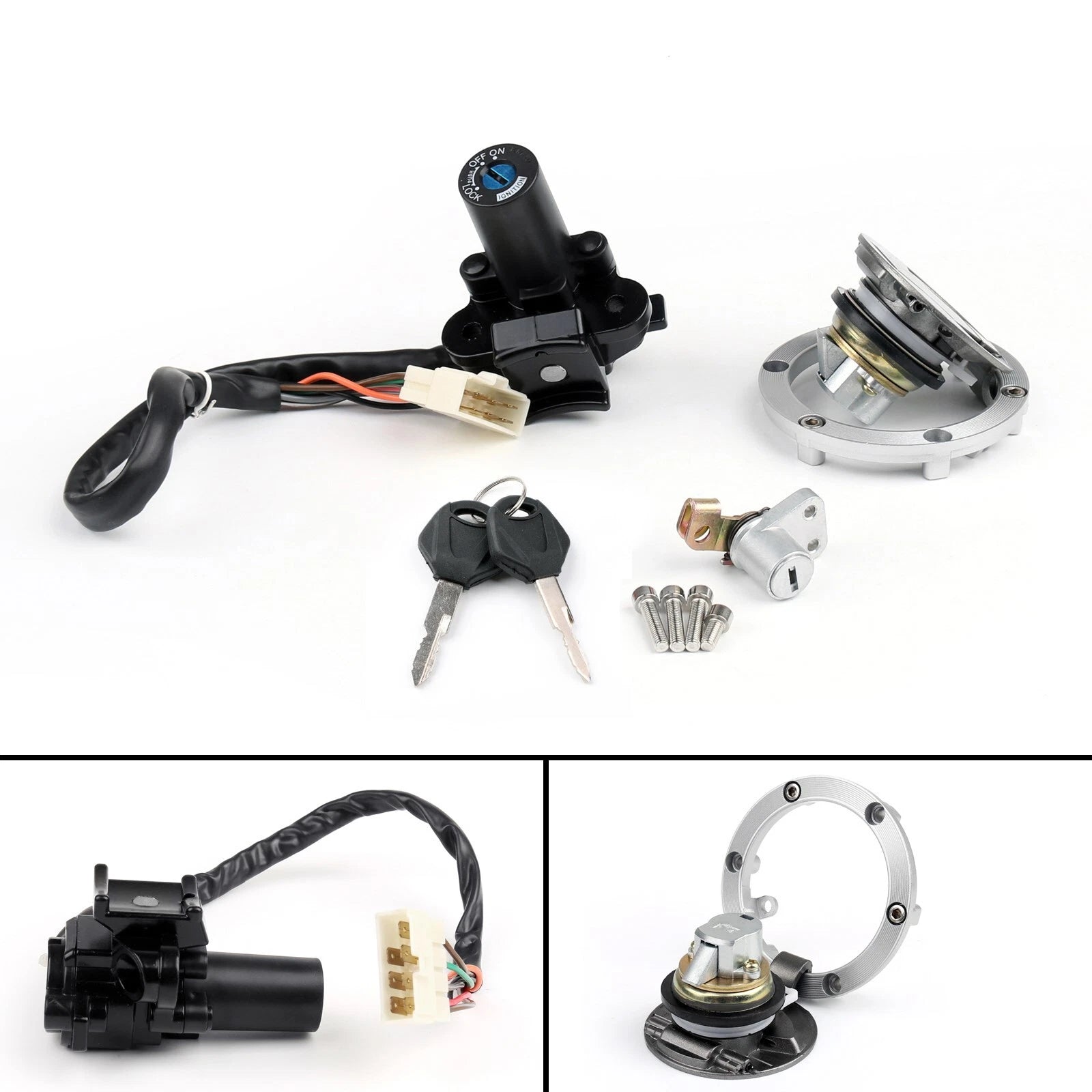 Ignition Switch Gas Cap Cover Lock Key Set for Kawasaki Ninja EX 250R 300 (2008–2018)