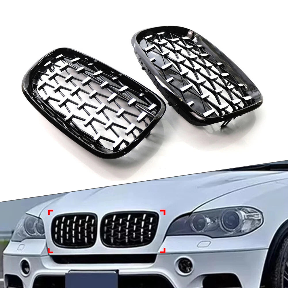 Front Bumper Kidney Grill Diamond Grille For BMW X5 X6 E70 E71