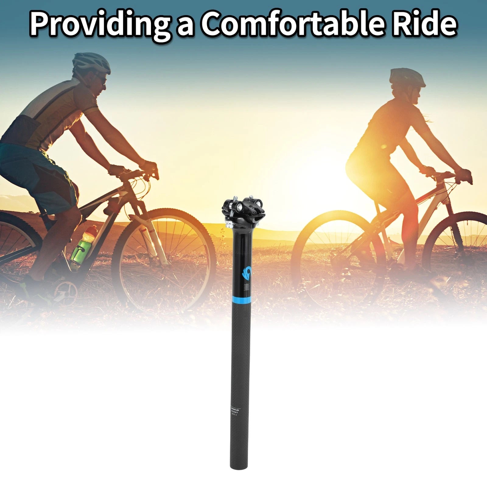 Seat Post 25.4x350mm Replacement for Bike Saddle Tube Matte Black (–)