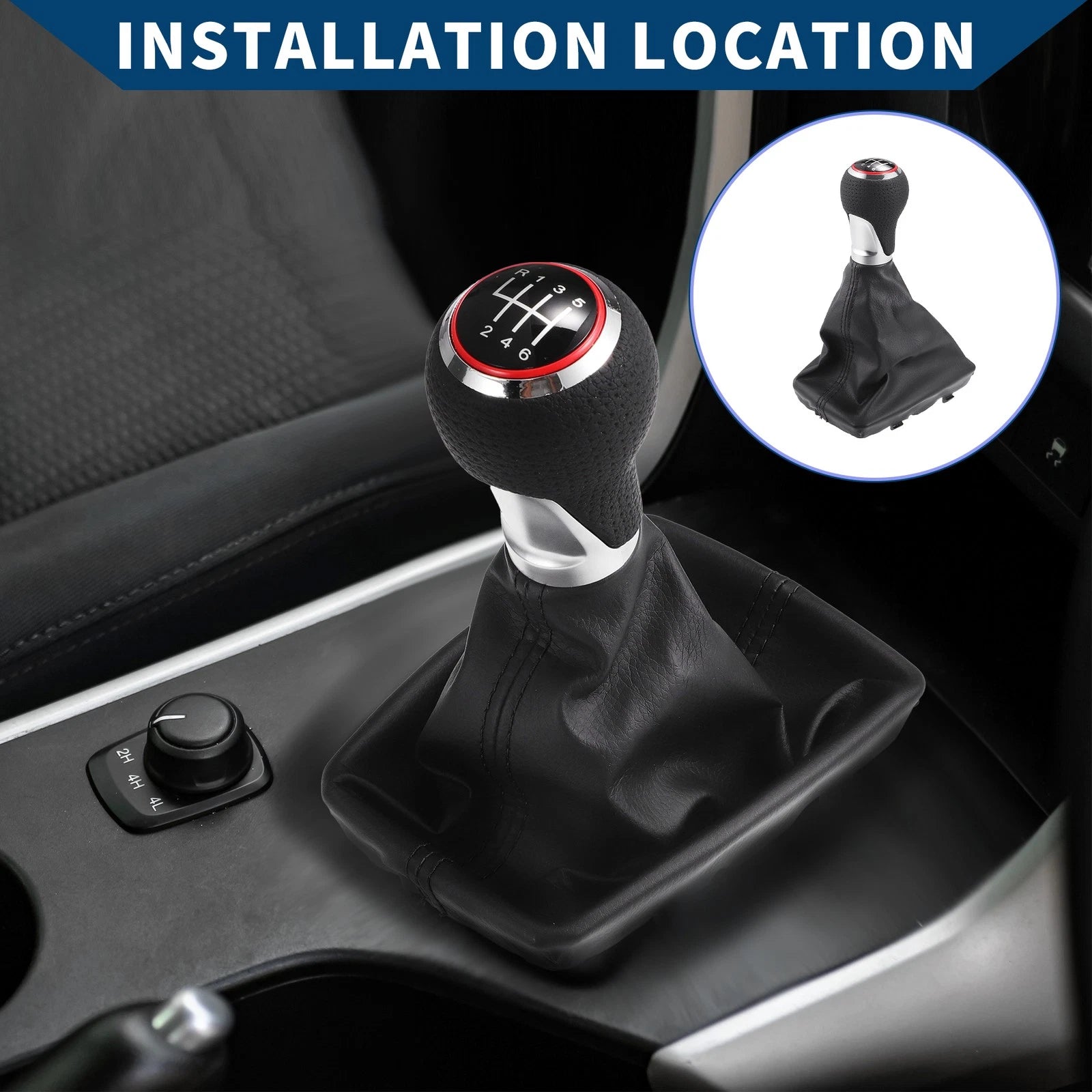 6 Speed Gear Shift Knob with Dust Cover for Audi A4 (2007–2015)