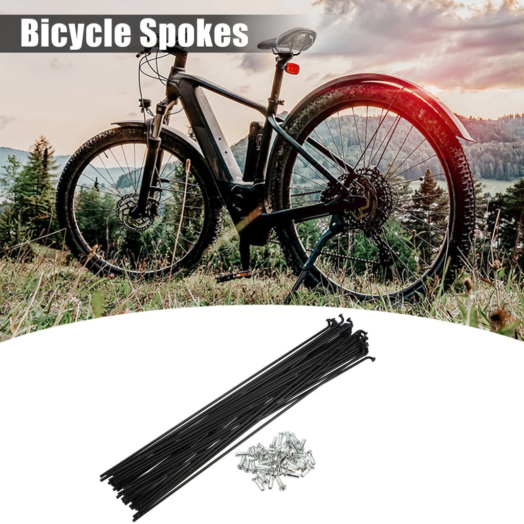 Bicycle Spoke Kit 40 Pcs J Bend 218mm Steel Black with Nipples
