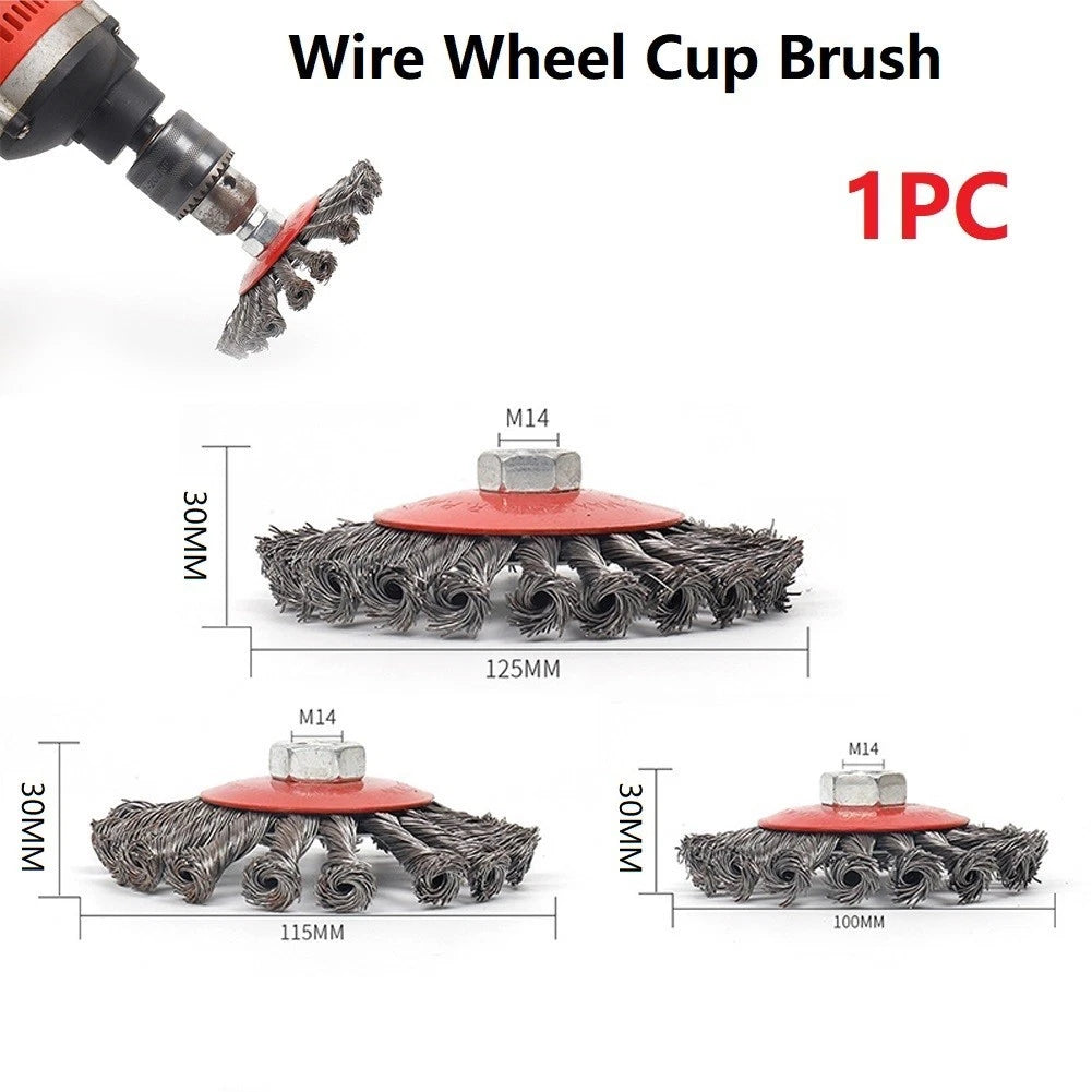 100mm Steel Wire Brush for Grinder (1pc, M14x2)