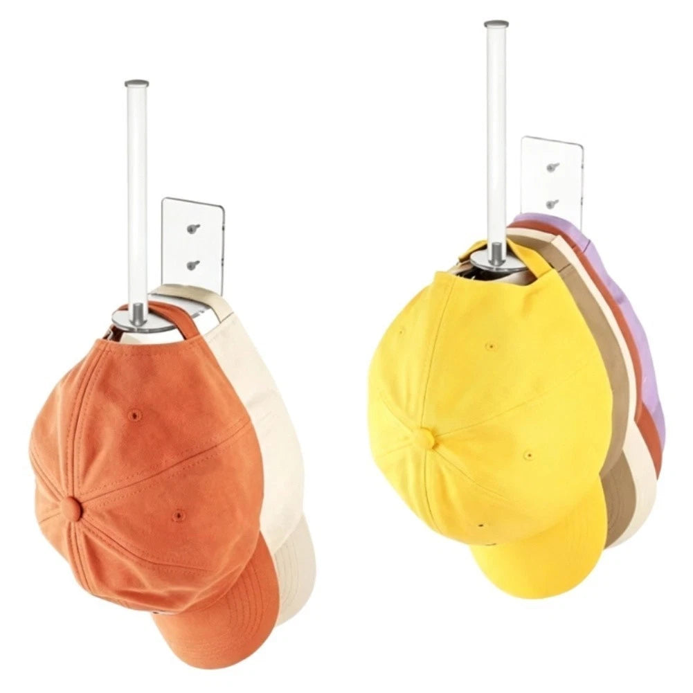 2X Wall Mounted Acrylic Hat Rack 15cm x 7.5cm Clear Storage Solution