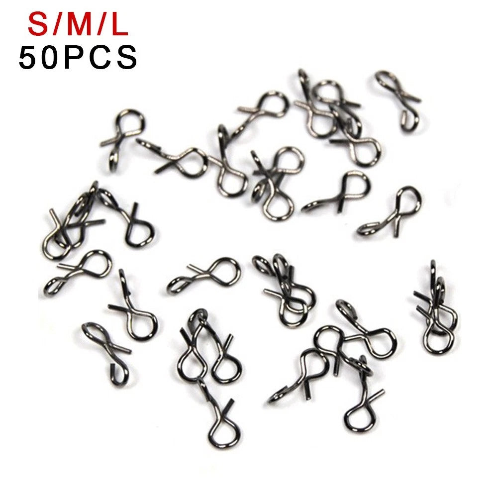 50 Pcs Fly Fishing Snap Hook for Lures (Small/Medium/Large)